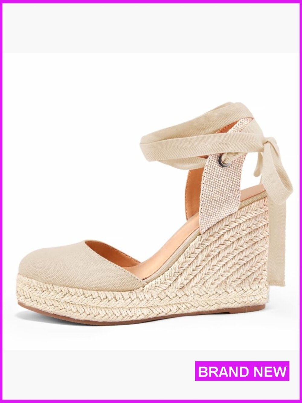 Women's Lace Up Platform Wedge Sandals Espadrilles Closed Toe Slingback Boho - Picture 5 of 7